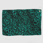 Serviette De Golf Design turquoise et Gold Leopard Series 5 (Horizontal)