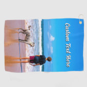 Serviette De Golf Design Your Pet Photo Golf Towel Personalized Text (Horizontal)
