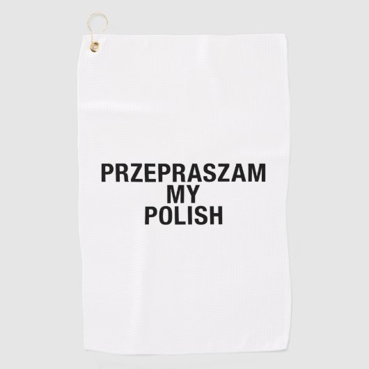 Serviette De Golf Désolé ma langue polonaise (Devant)
