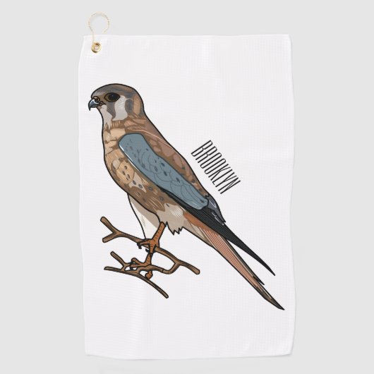 Serviette De Golf dessin animé d'oiseau-kestrel américain (Devant)