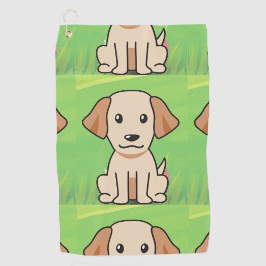 Serviette De Golf Dessin animé labrador jaune (Devant)