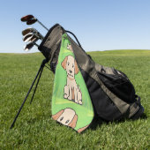 Serviette De Golf Dessin animé labrador jaune (Vert)