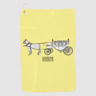 Serviette De Golf dessin animé mariage cheval & calèche