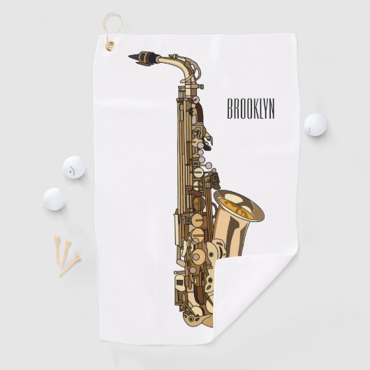 Serviette De Golf dessin animé saxophone (En situation)