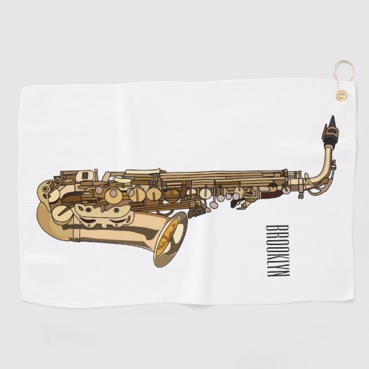 Serviette De Golf dessin animé saxophone (Horizontal)