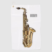 Serviette De Golf dessin animé saxophone (Devant)