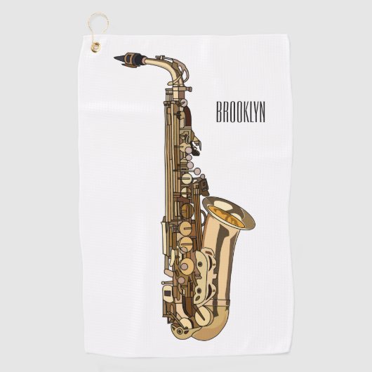 Serviette De Golf dessin animé saxophone (Devant)