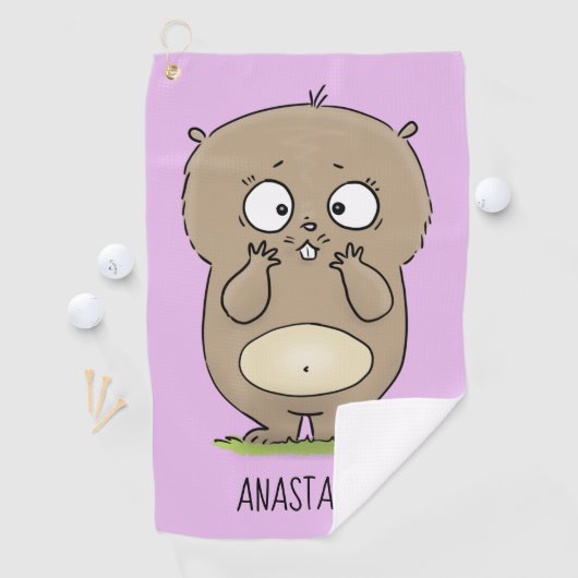 Serviette De Golf Dessin d'adorable hamster (En situation)