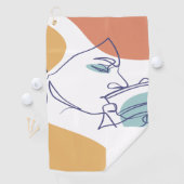 Serviette De Golf dessin d'art affiche d'une femme buvant du café (En situation)