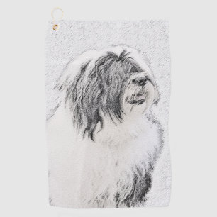 Serviette De Golf Dessin de Colley à barbe - Art de chien original m