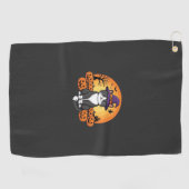 Serviette De Golf Dessin de lune de citrouille de chat de sorcière d (Horizontal)