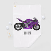 Serviette De Golf Dessin de moto de sport violet (En situation)