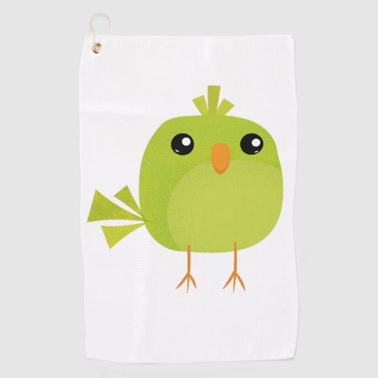 Serviette De Golf Dessin d'oiseau vert (Devant)