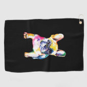 Serviette De Golf Dessin Français Bulldog original aquarelle (Horizontal)