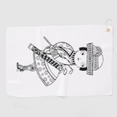 Serviette De Golf Dessin noir et blanc d'une femme tenant (Horizontal)