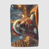 Serviette De Golf Dessous de verre à rouleaux de chien de boîte Noël (Devant)