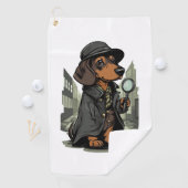 Serviette De Golf Détective Dachshund - Chien de résolution de mystè (En situation)