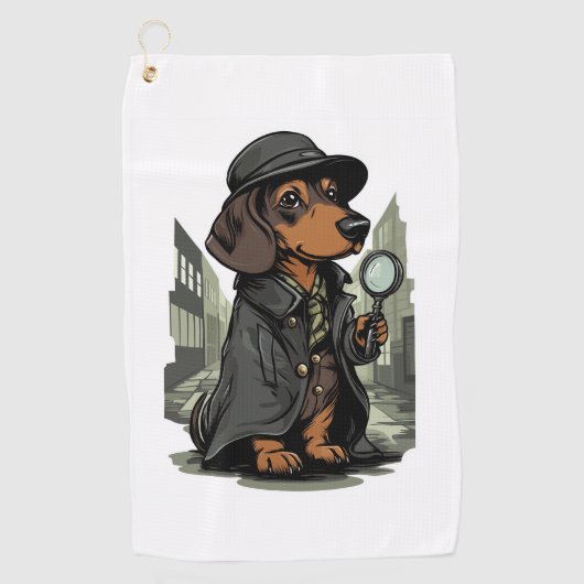 Serviette De Golf Détective Dachshund - Chien de résolution de mystè (Devant)