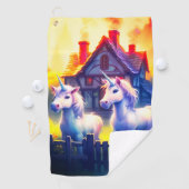 Serviette De Golf Deux licornes (En situation)
