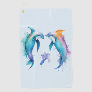 Serviette De Golf Deux mignons dauphins