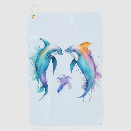 Serviette De Golf Deux mignons dauphins (Devant)
