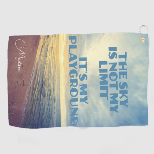 Serviette De Golf Devis Sky de nom personnalisé (Horizontal)