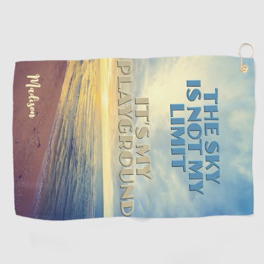 Serviette De Golf Devis Sky de nom personnalisé (Horizontal)