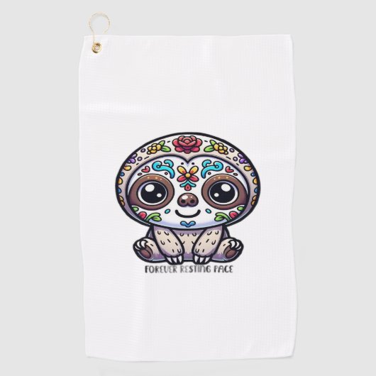 Serviette De Golf Dia De Los Muertos Sloth T-Shirt Actif (Devant)