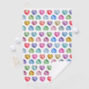 Serviette De Golf Diamond Heart Aquarelle Motif mignon Pastel Girly