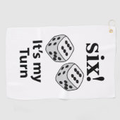 Serviette De Golf Dice Rolling Six C'est mon tour Roll Dice (Horizontal)