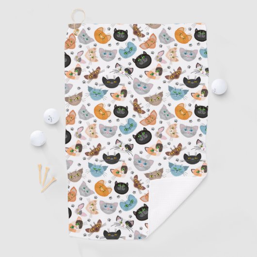 Serviette De Golf Différents visages de chat motif (En situation)