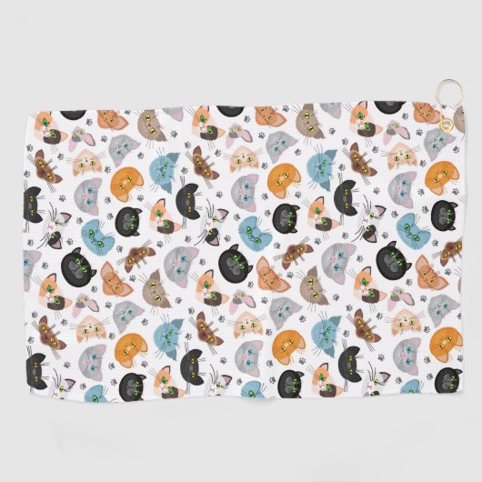 Serviette De Golf Différents visages de chat motif (Horizontal)