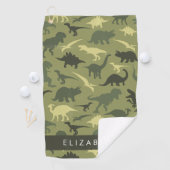 Serviette De Golf Dinosaure Motif, Dinosaur Silhouette, Votre Nom (En situation)