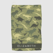 Serviette De Golf Dinosaure Motif, Dinosaur Silhouette, Votre Nom (Devant)