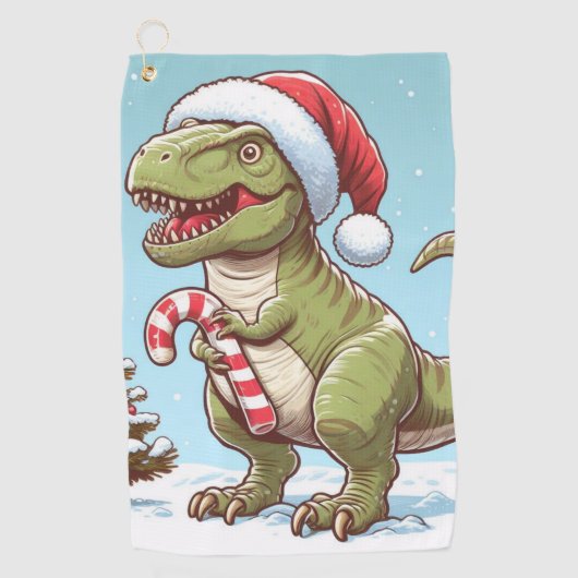 Serviette De Golf Dinosaure sucre de canne de Noël mignon (Devant)