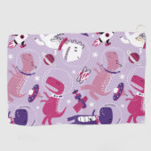 Serviette De Golf Dinosaures de l'espace, Dinosaures mignons, Étoile (Horizontal)