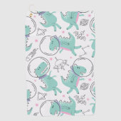 Serviette De Golf Dinosaures de l'espace, Dinosaures mignons, Navire (Devant)