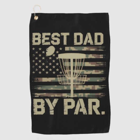 Serviette De Golf Disc Golf Frisbee Best Dad Par Camo US flag Golfer (Devant)