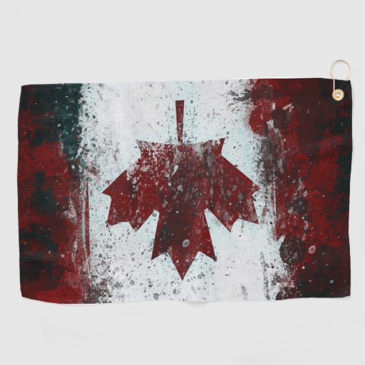 Serviette De Golf Distressed Grunge du drapeau canadien (Horizontal)