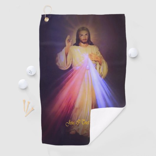 Serviette De Golf Divine Mercy Gold (En situation)