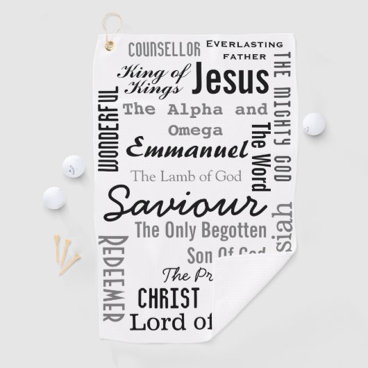 Serviette De Golf Dix-sept noms de Jésus (En situation)