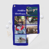 Serviette De Golf DO-IT-YOURSELF collage photo avec nom bleu tendanc (En situation)