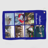 Serviette De Golf DO-IT-YOURSELF collage photo avec nom bleu tendanc (Horizontal)
