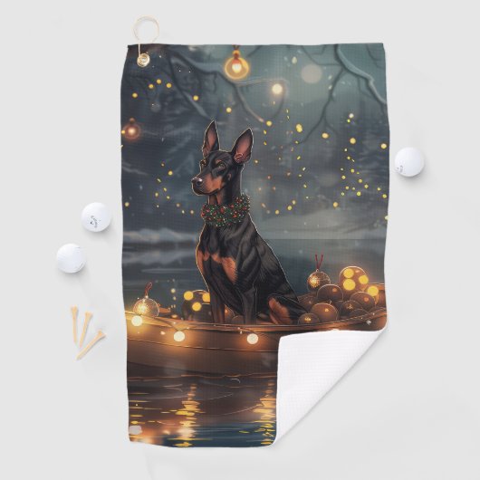 Serviette De Golf Doberman Christmas Festive Voyage (En situation)
