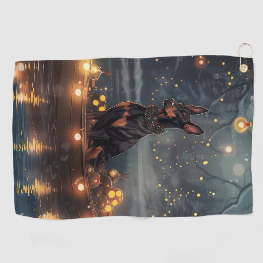 Serviette De Golf Doberman Christmas Festive Voyage (Horizontal)