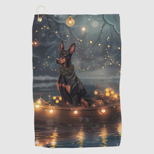Serviette De Golf Doberman Christmas Festive Voyage (Devant)