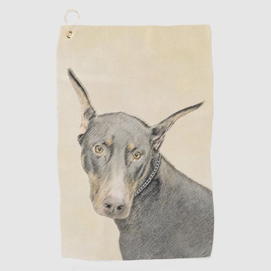 Serviette De Golf Doberman Pinscher Peinture - Art Chien original (Devant)