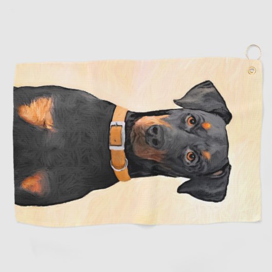 Serviette De Golf Doberman Pinscher Peinture non découpée Art origin (Horizontal)