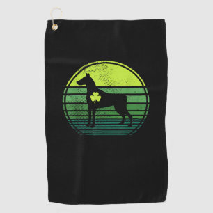 Serviette De Golf Doberman Pinscher Silhouette Irlandais Clover St P