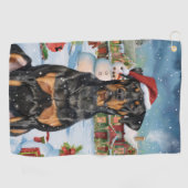 Serviette De Golf Doberman Winter Wonderland Christmas Joy (Horizontal)